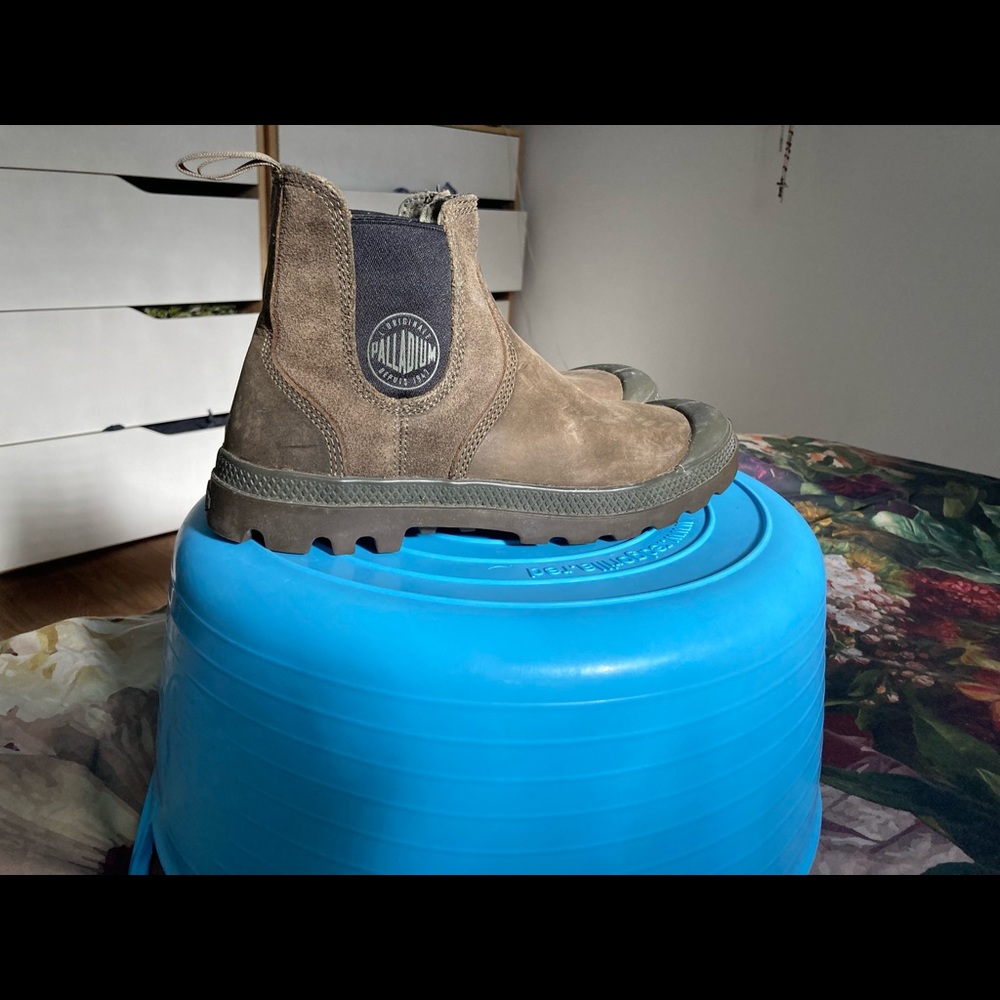 Palladium Leather and Suede Chelsea Boots